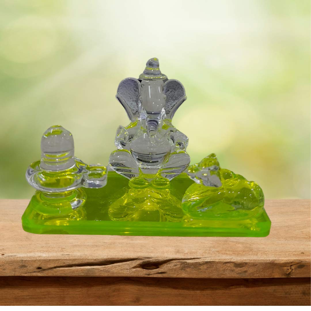 WIGANO Green Shiv Parivar Showpiece for Car Dashboard